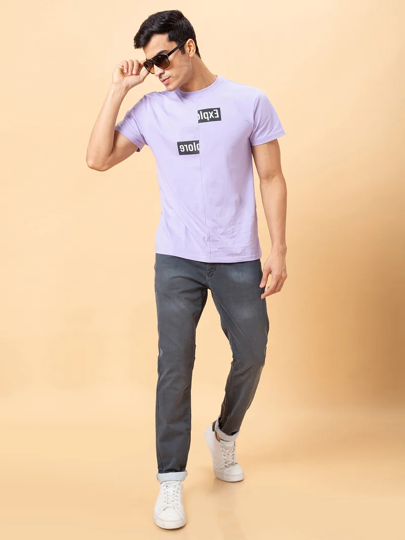 جلو باص جينز رجالي جلوبس رمادي بخصر متوسط وقصة مستدقة